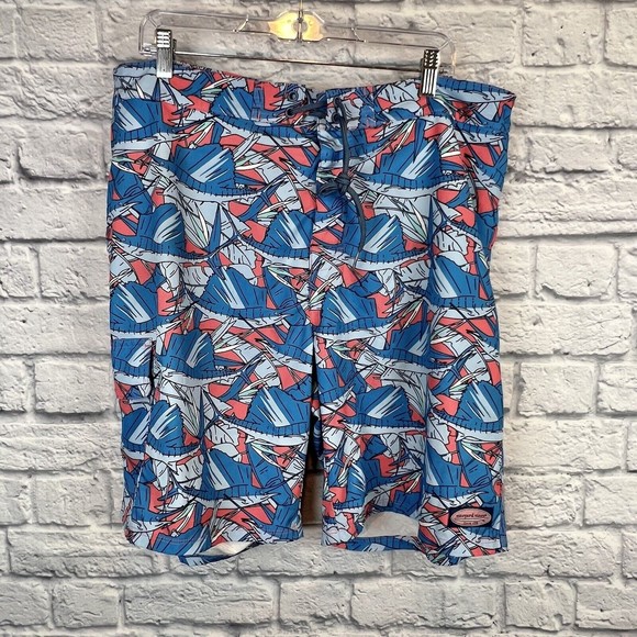 Vineyard Vines Blue Swordfish Sailfish Swim‎ Beach Montauk Board Shorts Size 40 - Picture 5 of 10